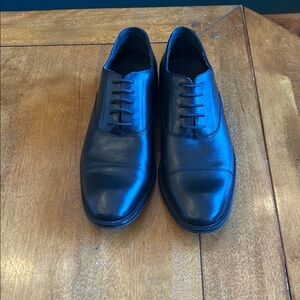 Cole Haan Black Oxfords with Polished Leather and Rounded Toe